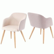 Décoshop26 - Lot de 2 chaises de salle à manger design rétro accoudoirs tissu/textile crème-beige 04_0000363 - beige 3000252958989 Décoshop26 - Lot de 2 chaises de salle à manger design rétro accoudoirs tissu/textile crème-beige 04_0000363 - beige 3000252958989