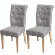 Décoshop26 - Lot de 2 chaises de salle à manger rivets métalliques tissu gris clair pieds en bois clairs 04_0007315 - gris 3000262054329 Décoshop26 - Lot de 2 chaises de salle à manger rivets métalliques tissu gris clair pieds en bois clairs 04_0007315 - gris 3000262054329