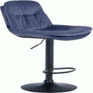 Décoshop26 - Tabouret chaise haute x1 pour cuisine et bar à assise moelleuse en velours bleu cadre en métal noir 10_0005865 - bleu métal 3000265265821