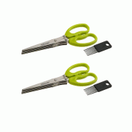 Ensemble de 2 Ciseaux pour herbes aromatiques avec brosse de nettoyage Fackelmann Basic - 3176239932980