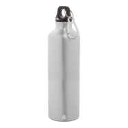 Gourde en aluminium recyclé - 750 ml - avec mousqueton argenté et léger 150 g Gourde en aluminium recyclé - 750 ml - avec mousqueton argenté et léger 150 g