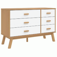 Helloshop26 - Armoire à tiroirs scandinave 111 x 42 x 73,5 cm grand espace de rangement finition mate en bois de pin blanc 02_0047359 - blanc Bois ma