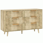 Helloshop26 - Commode 6 tiroirs scandinave 120 x 40 x 76 cm rangement spacieux sécurité anti basculement épuré design en MDF chêne 21_0001674 - B