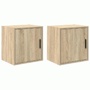 Helloshop26 - Lot de 2 armoires murales de garage pratique rangement 40 x 30 x 41 cm en bois d'ingénierie chêne sonoma 02_0051422 - Bois massif 3000