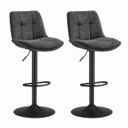 Helloshop26 - Tabourets de bar lot de 2 chaise de cuisine siège pivotant à hauteur réglable matelassé en pu avec dossier et 12_0007741 - acier 300