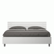 Ityhome Lit coffre 160x190 avec tête de lit inclinée à lattes Ankel en frêne blanc - blanc VELETANKELINC-CT