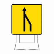 Panneau KD10 - Annonce de la réduction des voies à droite sur pied Lyonnais