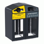 Rossignol Point de tri sélectif Trirok vigipirate, avec serrure - emballages / autres déchets - 2 x 110l - anthracite mat - RAL 7016 - 3019920511838