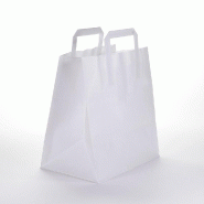 Sac traiteur kraft blanc poignées plates 26x19X28cm - par 200 - robuste et fiable
