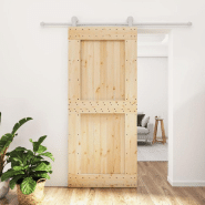 Vidaxl porte coulissante et kit de quincaillerie 90x210 cm pin massif 3203113