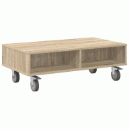 VidaXL Table d'appoint avec roues Chêne Sonoma 90 x 50 x 30 cm Modèle Flex Nova Élite - 891018