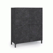 AQA Design Buffet haut ALVEA en mélamine marbre noir L.90 P.35 H.110 MP07059 - multicolore Bois manufacturé MP07059