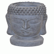 Décoshop26 - Pot de fleurs décoratif tête de Bouddha – Polyresin gris 34 cm DEC050057 - 3000262975044