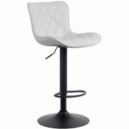 Décoshop26 - Tabouret de bar x1 coutures décoratives pied trompette hauteur réglable en métal noir assise en PVC blanc 10_0004856 - blanc 3000252 Décoshop26 - Tabouret de bar x1 coutures décoratives pied trompette hauteur réglable en métal noir assise en PVC blanc 10_0004856 - blanc 3000252
