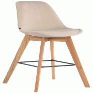 Décoshop26 - Tabouret de bar x1 style scandinave avec assise en velours crème et structure en bois naturel 10_0005722 - 3000265178565
