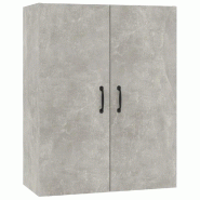 Helloshop26 - Armoire suspendue murale contemporaine 69,5 x 34 x 90 cm grand espace de rangement en bois gris béton 02_0048019 - gris Bois massif 300