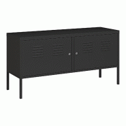 Helloshop26 - Buffet commode meuble de rangement salon entré chambre à 2 portes 118 x 40 x 60 cm acier noir mat 03_0009039 - noir acier 3000224481514