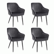 Helloshop26 - Chaise de salle à manger fauteuil siège rembourrée avec accoudoirs largeur d'assise 49 cm pieds en métal revêtement en 12_0004910 - Helloshop26 - Chaise de salle à manger fauteuil siège rembourrée avec accoudoirs largeur d'assise 49 cm pieds en métal revêtement en 12_0004910 -