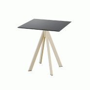 Infinity table de bistrot avec piètement sable + plateau HPL noir 70x70 cm