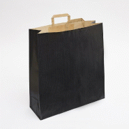 Sac kraft vergé noir poignées plates 45x15x49cm - par 50