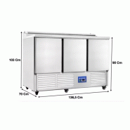 Saladette réfrigérée 3 portes avec compartiments GN et plan de travail - Réf: PS300 Saladette réfrigérée 3 portes avec compartiments GN et plan de travail - Réf: PS300