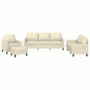 VidaXL Ensemble de canapés 4 pcs avec coussins Crème Similicuir Modèle Liberté Design - 3201404