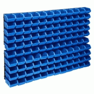 Vidaxl kit de bacs de stockage et panneaux muraux 128 pcs bleu et noir 150808