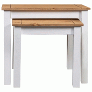 VidaXL Tables gigognes 2pcs Blanc Bois pin massif Assortiment Panama Modèle Luna Concept - 282678