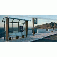 Abri bus omnibus / structure en acier / bardage en verre trempé / avec banquette / 370 x 175.5 cm_1