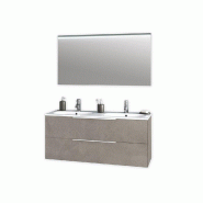AQA Design Composition de la salle de bain en mélamine double baignoire LARISSA Pierre de La Havane L.121 P.46,5 H.190 MPLA40-AVP - beige Bois manufa