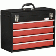 Boîte à outils portative atelier 51 x 22 x 39,5 cm verrouillable poignée intégrée capacité 18 kg industriel en acier noir 21_0006979 - noir acie