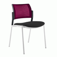 Chaise de réunion 4 pieds AMETS dossier résille de couleur - Sokoa - Noir, Prune_0