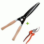 Cisaille à haies et sécateur P108-20 Bahco – Manches bois – Usage professionnel – Art topiaire