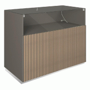 Comptoir vitrine côté bois Vertigo T01 MDF naturel et anthracite 120x60x93cm