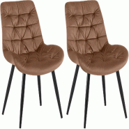 Décoshop26 - Chaises de salle à manger x2 en velours marron cadre en métal noir confort & élégance intemporelle 10_0007461 - marron métal 300026