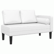 Décoshop26 - Méridienne chaise longue canapé pour intérieur avec coussins en PVC blanc DEC026059 - blanc 3000255598144