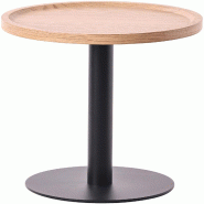 Décoshop26 - Table d'appoint moderne plateau rond en bois clair Ø40cm design avec pied central en métal noir 10_0009160 - noir métal 3000267041638
