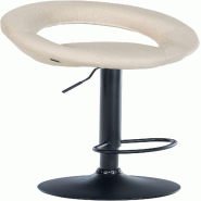 Décoshop26 - Tabouret de bar x1 assise ronde et style contemporain en tissu crème et métal noir 10_0006067 - beige métal 3000265371614