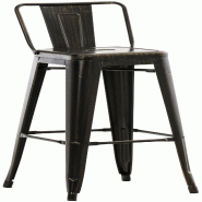 Décoshop26 - Tabouret de bar x1 style industriel avec dossier et repose-pieds en métal noir doré 10_0000035 - noir 3000886269604