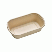 ECOLOMIQUE - 50 Pcs - Boîte rectangulaire brune "Eco-Rec" - 700 ml, 195 x 116 mm, Hauteur: 50 mm - marron Bagasse ECO210APURC24BRF
