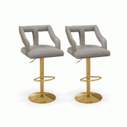 Helloshop26 - Lot de 2 chaises de bar pivotantes et réglables 47 x 50 x 89-111 cm confort luxueux ambiance contemporaine en velours 20_0012409 - 3000