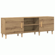 Helloshop26 - Meuble TV rectangulaire moderne 150 x 30 x 50 cm avec rangement pratique style contemporain en bois chêne artisanal 02_0051923 - Bois m