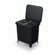 Keden Systema - Poubelle à 2 Compartiments 10L chacun de couleur Noire - noir plastique ZA5505