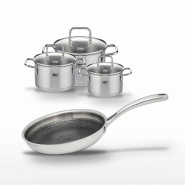 Lot Poêle 24cm & 3 Faitouts 14/16/20cm Elo Relief Evolution - gris inox 3176239955095