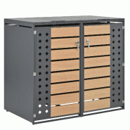 Merax cache-poubelle, 132x80x118.5 cm, couvercle rabattable, gris - gris métal OT6067S_0
