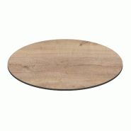 Oviala Business Plateau de table ronde 60 cm 4 places chêne - beige métal 114924
