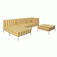 Salon de jardin bas modulable rayé 4 places jaune - jaune aluminium 115895