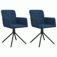 VidaXL Chaises pivotantes à manger lot de 2 Bleu Velours Modèle Floriane Élite - 344789XL