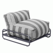 Chauffeuse rayée salon de jardin modulable et structure grise - gris polyester 115333