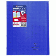 Clairefontaine Lot de 10 Cahier Kover Book 24x32, 48p./24 feuilles 90 g/m² piquées, couv. Transparente bleu marine, Séyès - 3037929844221